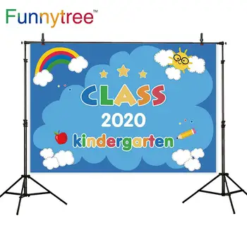 

FunnyTree rainbow class 2020 kindergarten back to school photo backdrop studio wallpaper background photozone photography props