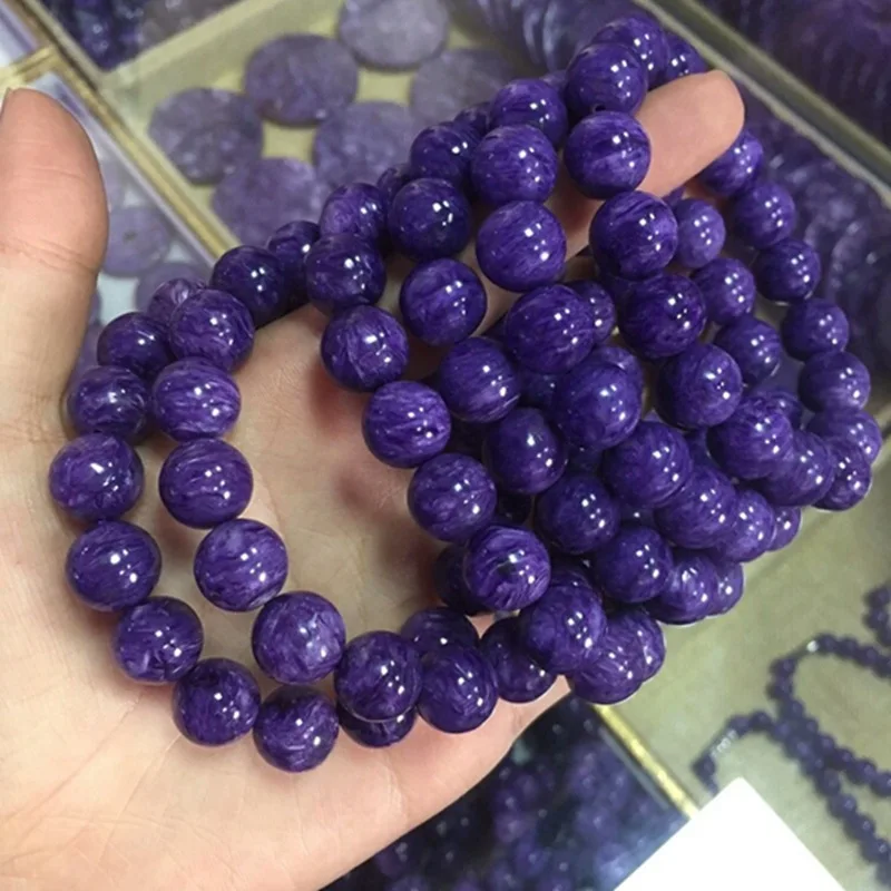 

10mm Natural Purple Charoite Bracelet Gemstone Fashion Round Beads JewelryCharm Bracelet Drop Shipping AAAAA