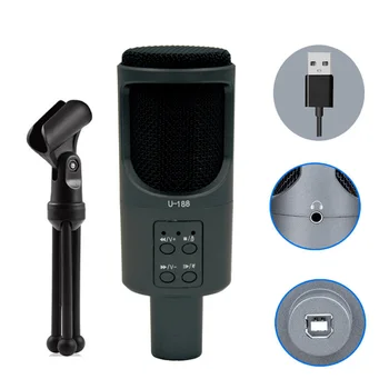 

3.5mm Jack Office Volume Control Game Console Home Study Desktop Computer Laptop Studio USB Condenser Microphone Unidirectional