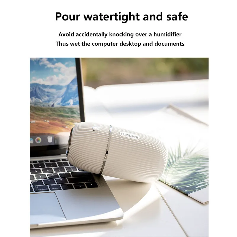 ELOOLE 300ML USB Air Humidifier For Home Office Portable Aroma Diffuser With Light Car Mist Maker Ultrasonic Humidification