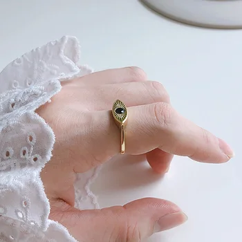 

925 Silver Black Zirconia Rings Jewelry Minimalism Charm Anel Bohemia Jewelry Vintage Boho Bague Femme Anelli Rings for Women