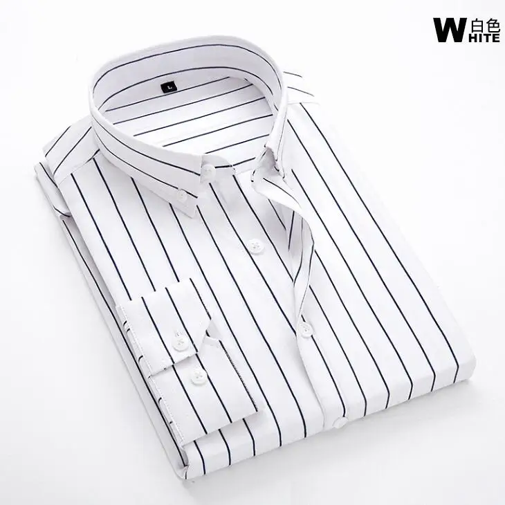 Zogaa рубашка мужская новая полосатая Мужская рубашка с длинным рукавом Camisa Masculina весна лето брендовая повседневная мужская рубашка Топы 3XL - Цвет: Белый