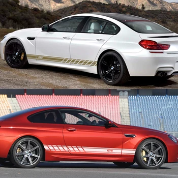

For BMW M2 M3 M4 M5 M6 Auto Body Trim Car Accessories 2PCS/Set Car Door Side Skirt Long Stripes Stickers Auto Vinyl Decor Decals