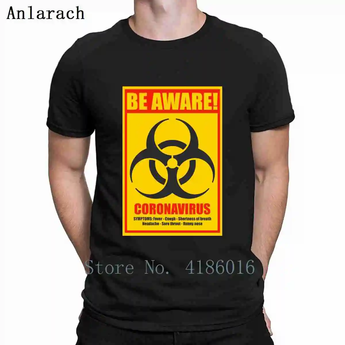 

Be Aware Coronavirus Biohazard Warning Sign T Shirt Fitness Spring Short Sleeve S-XXXXXL New Style Leisure Printing Letter Shirt