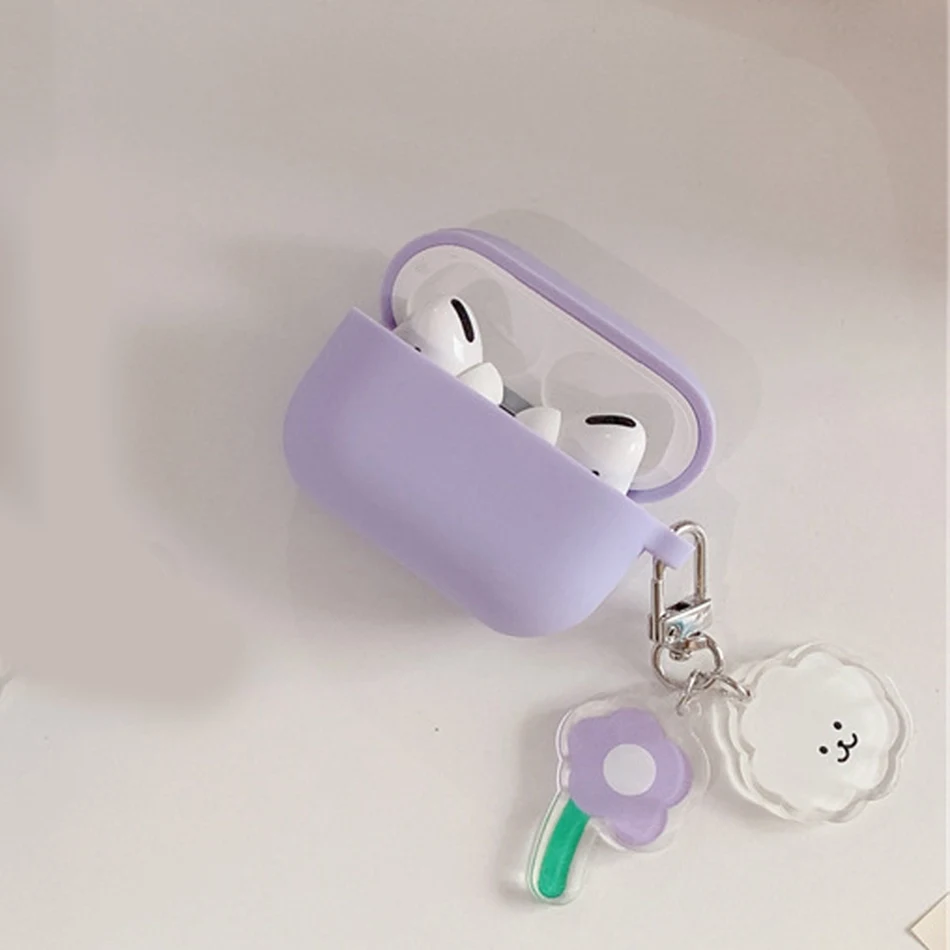 fundas For AirPods Pro Case Korean flower Cute Peach Pendant keyring  headphone case For Air pods 3 Pro silicone Earphone Cover