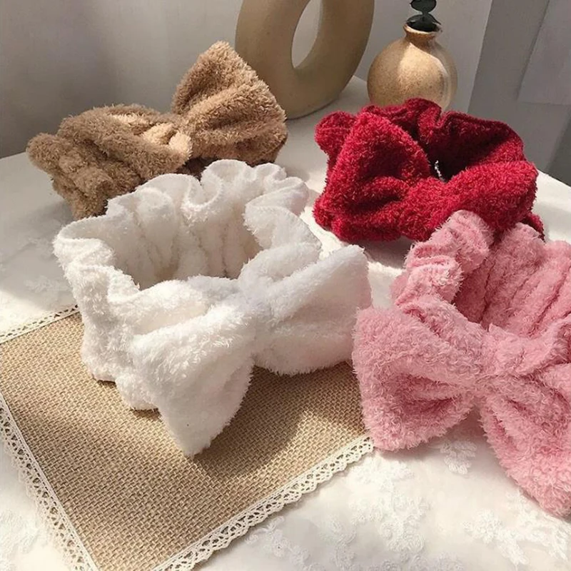 

2020 Soft Coral Fleece Hairbands For Women Wash Face Makeup Turban Hair Accessories Cute Girls Bow Headbands Hair Bands