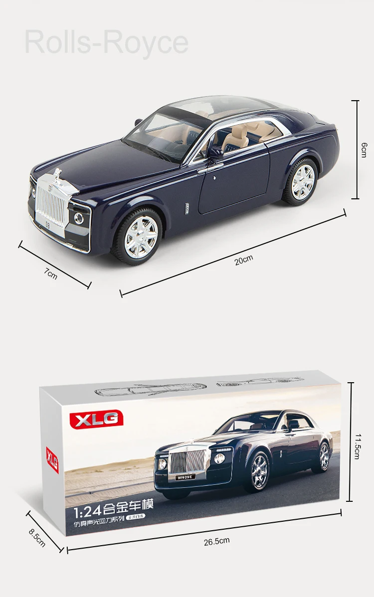 1/24 Rolls-Royce литые под давлением металлические модели автомобилей, игрушечный автомобиль высокого моделирования, светильник, музыкальные двери, можно открыть, подарки для детей