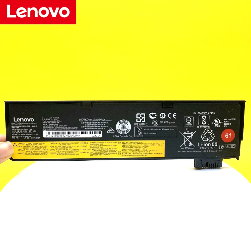 Lenovo-bateria original do portátil, ThinkPad T470, T480,