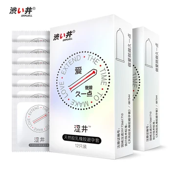 DRY WELL Delay Condom Delayed Ejaculation Condoms for Men Sleeve for Penis Natural Latex Contraception Sex Products for Man