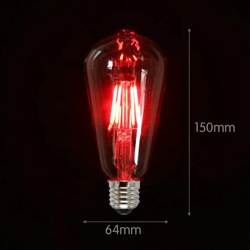 Ретро Edison led светильник лампочка E27 светодиодный Лампа накаливания 220 в 4 Вт Винтаж Декор светодиодный светильник Светодиодная лампа для дома подвесной светильник, потолочный светильник Инж - Цвет: Red