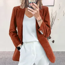 2021 autumn and winter new corduroy cardigan temperament self-cultivation solid color casual professional small suit jacket