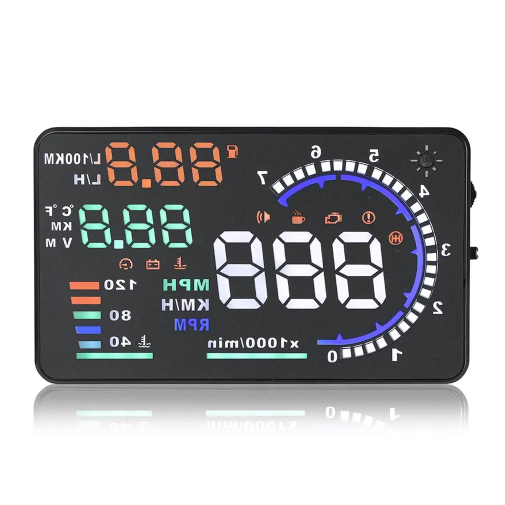 

A8 Car Hud Head Up Display Obd Ii Obd2 Auto Gauge 5.5" Dash Screen Projector As Multi-functional Display
