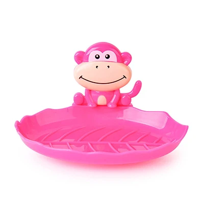 Monkey Rose Red Переносной держатель для мыла с мультяшными животными без бурения Настенный мыльница для ванной комнаты домашний губчатый мыльница контейнер для губки для хранения - Цвет: Monkey Rose Red