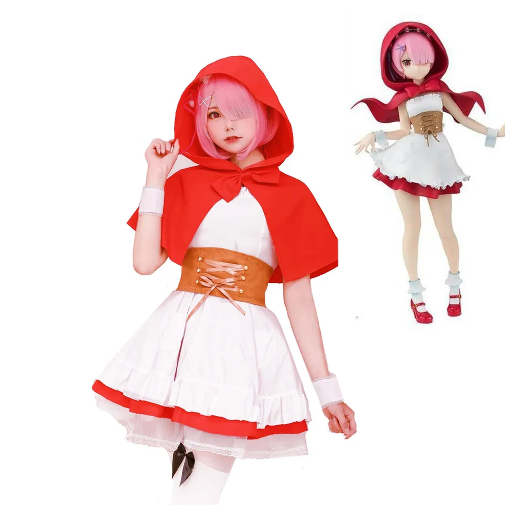

cosplay Anime Re: Life a Different World from Zero Ram Rem Little Red Riding Hood Full Set Halloween Christmas women costume