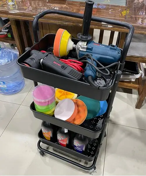 Store groceries in a three-tiered cart
