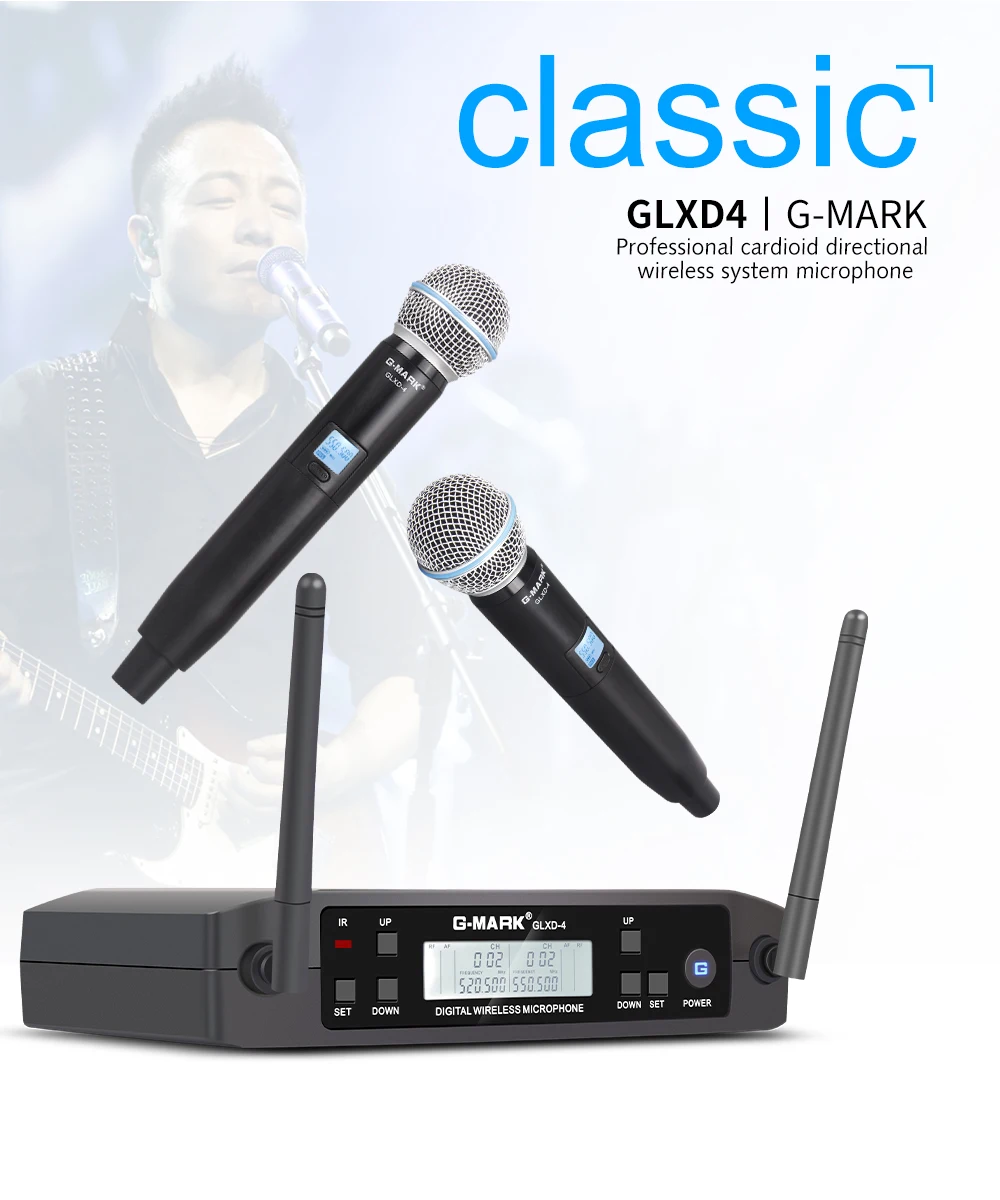 wireless headphones with mic Microphone Wireless G-MARK GLXD4 Professional UHF System SM58 Handheld Mic For Stage Speech Wedding Show Band Home Party Church best microphone for streaming