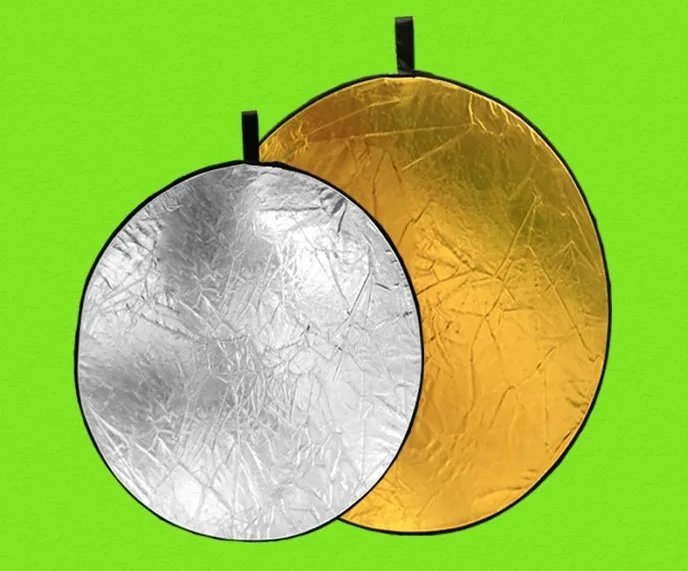 

60/80/110cm 2 in 1 round Multi Collapsible disc Gold Silver Light Reflector Diffuser for camera photo Photography Studio flash
