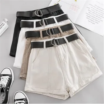 

New Summer Autumn Casual Sashes Denim Shorts Women Wide High Waist Loose Leg Shorts Slim All-Match Sporting Shorts Female Mw432
