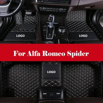 

car floor mat Leather Automotive interior Double layer Carpet protect mat with Logo For Alfa Romeo Spider