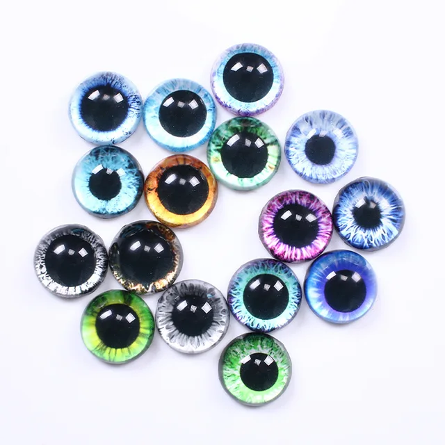 20Pcs 8/10/12/14/16/18/20mm  Doll Eyes Photo Round Glass Cabochon Flat Back Fit To DIY Blyth Doll Eye Chips 5