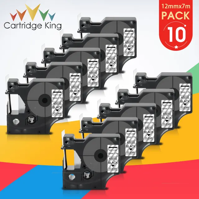 10 Buah D1 45018 12Mm Label Ganti untuk DYMO Label Manager 280 160 420P Label Maker untuk DYMO D1 Printer Label Kuning