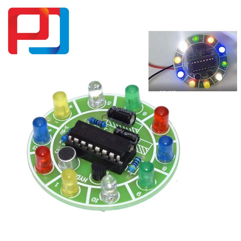 CD4017 colorful voice control rotating LED light kit PULAR electronic manufacturing diy spare parts student Laboratory | Лампы и