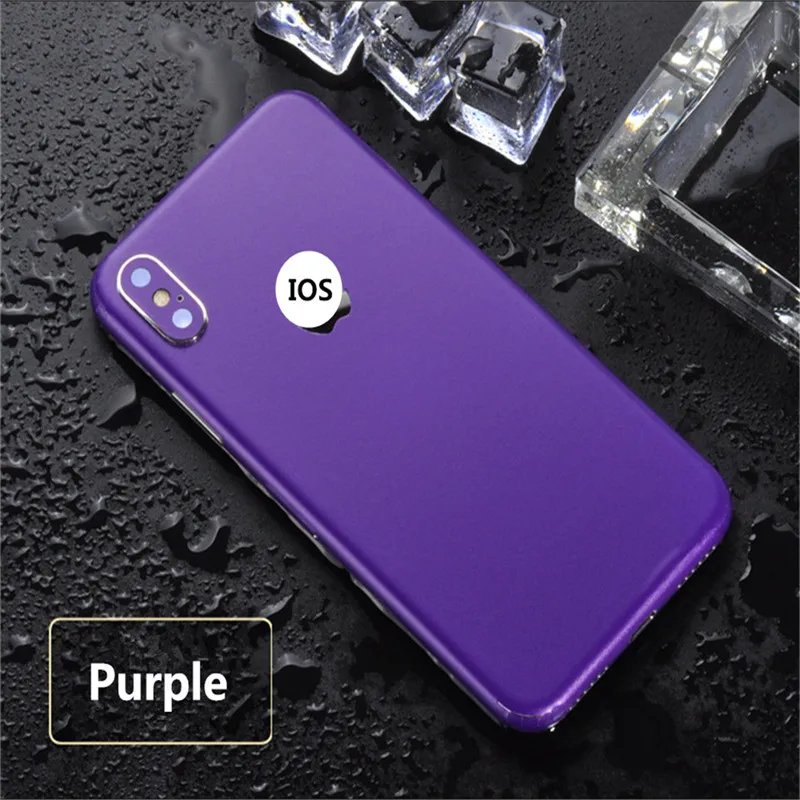 Фиолетовый Для iPhone 5S, 7, 8 Plus, X, XS MAX, одноцветная наклейка, ледяная пленка, полное тело, наклейка, обёрточная бумага, чехол, покрытие, Funda, пленка для 6, 6 S, защита - Цвет: Фиолетовый