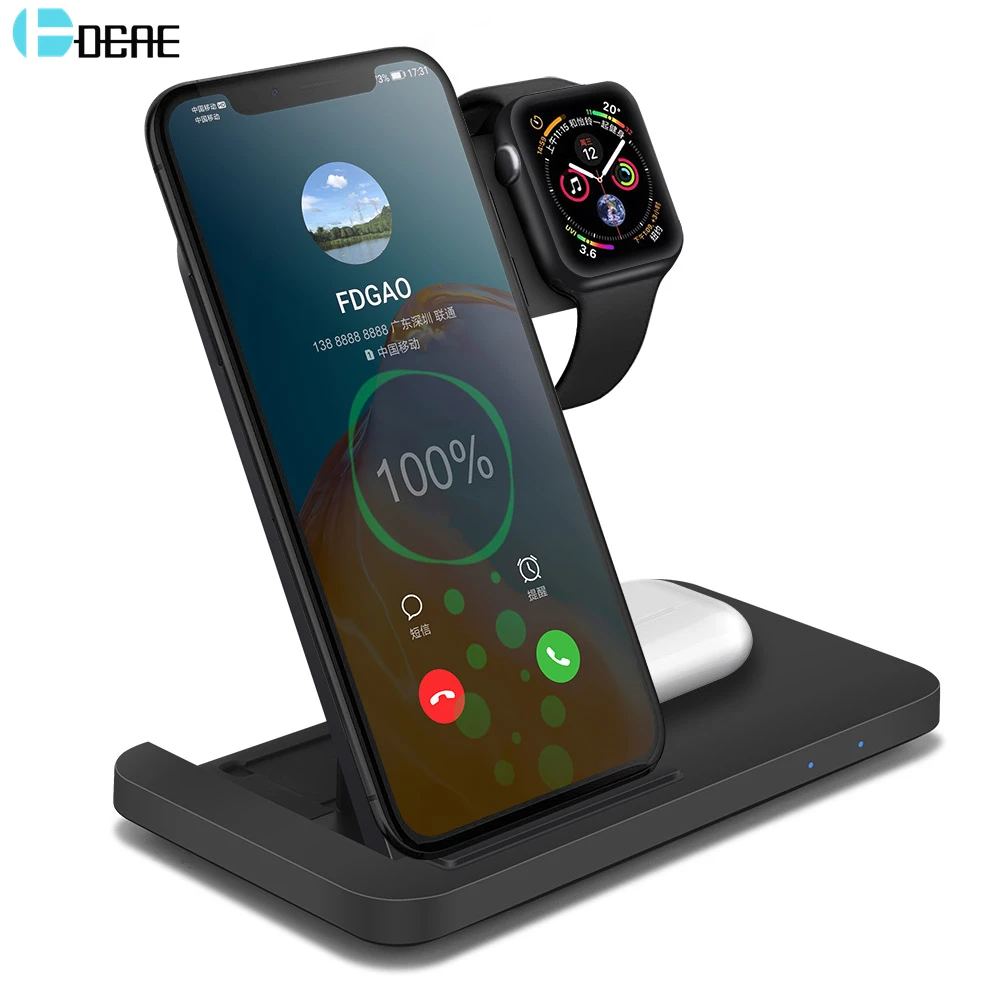 Qi 3 in 1 Charging Dock Station For iPhone 12 11 XS XR X 8 AirPods Pro iWatch 15W Fast Wireless Charger For Apple Watch 6 SE 5 4