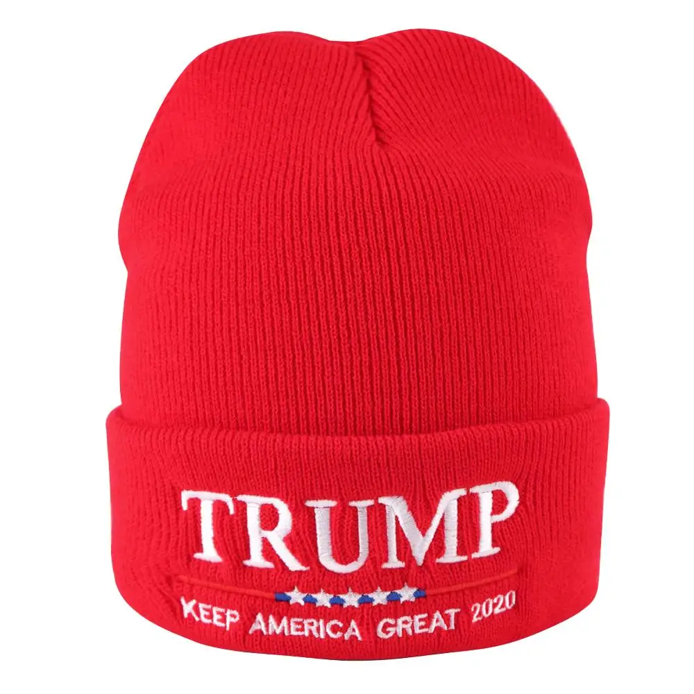 Зимняя вязаная шапка с вышивкой, шапки с козырьком в американском стиле для мужчин, теплая шапка, мягкая шапка - Цвет: Red