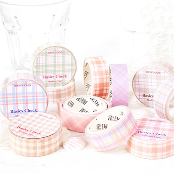 

8pcs Basics check Color Paper Washi Tape set 15mm Plaid Tartan Retro style Adhesive Masking Tapes Diary Stickers Decoration F476