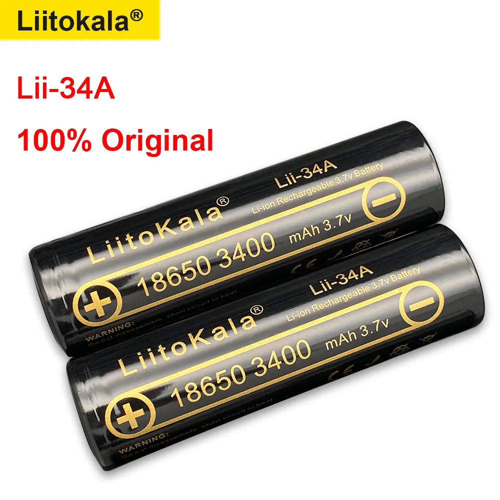 100% оригинальный высококачественный аккумулятор Liitokala 18650 3 7 в 3400 мАч