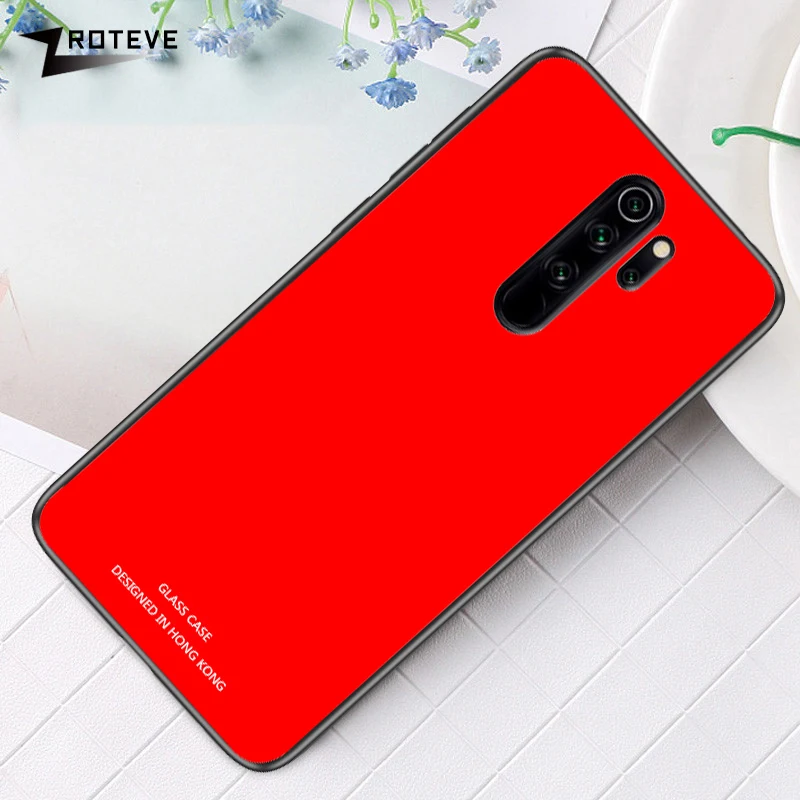 ZROTEVE чехол для Xiaomi Redmi Note 8 Pro 8T чехол стеклянная задняя крышка для Redmi Note 8 8T чехол Силиконовое стекло Xiomi Redmi Note 8 8T Pro - Цвет: Pure Red