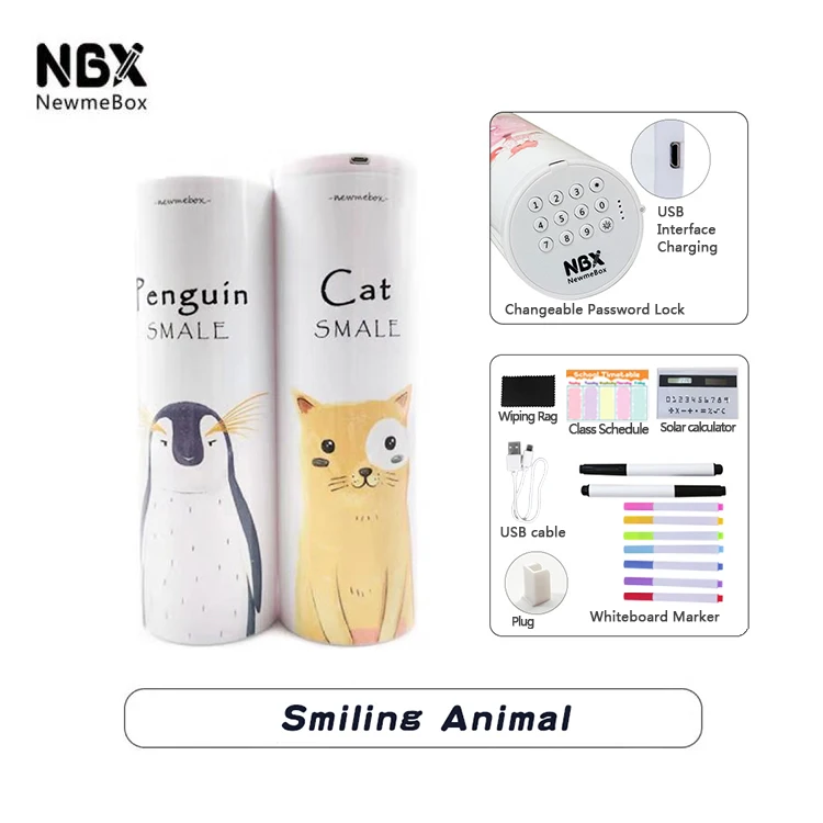 Cat and Penguin NBX комбинированный пенал с паролем, офисные школьные принадлежности, кавайный чехол для карандаша, многофункциональный большой макияж, канцелярские принадлежности - Цвет: Cat and Penguin