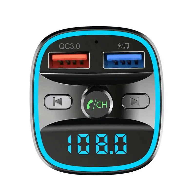 QC3.0 Bluetooth 5,0 FM передатчик Комплект беспроводной связи Bluetooth для автомобиля mp3 плеер дисплей экран Aux модулятор Handfree быстрое зарядное устройство