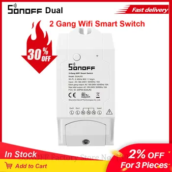 

Itead SONOFF Dual 2 Gang Wifi Light Switch universal Relay Module Switch Wireless e-WeLink APP Remote Control Switch Smart Home