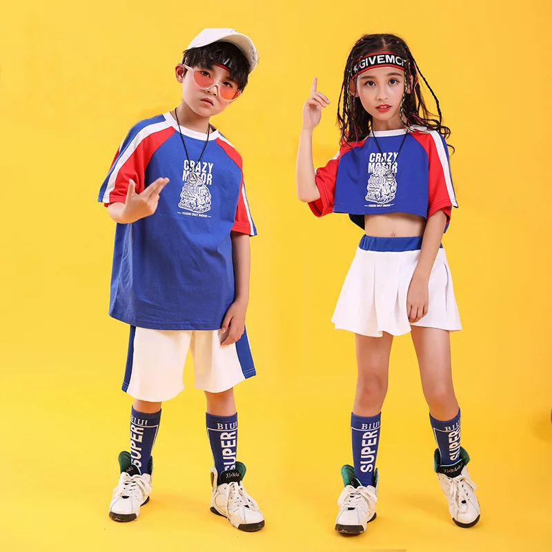 

Kids Hip Hop Clothing Sweatshirt Top Crop Running T Shirt for Girls Boys Shorts Skirt White Dance Costumes Ballroom Clothes Wear