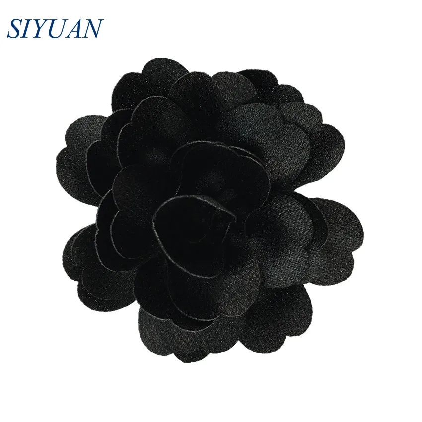 16-black 120 шт./лот 3 ''ткань кристалл креповый цветок с заколкой для волос превосходный рулон Шелковый в форме цветка для волос аксессуары Свадебный декор TH302 - Цвет: 16-black