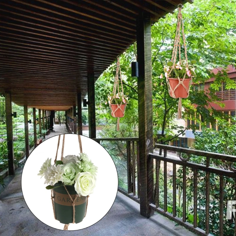 Drop Ship Vintage Garden Rope Basket Macrame Hanger Flower Pot Hanging Holder Tool