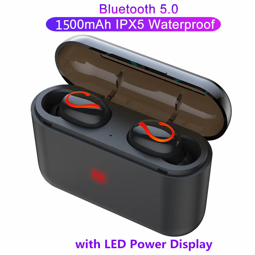 Q32 TWS Bluetooth наушники 5 0 светодиодный дисплей питания мини беспроводная гарнитура