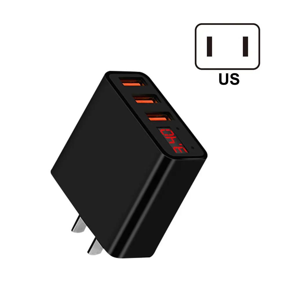 Текущее зарядное устройство для мобильного телефона, портативное зарядное устройство 3.4A с поддержкой быстрой зарядки, складное, 3 порта DU55 - Цвет: Black US Plug