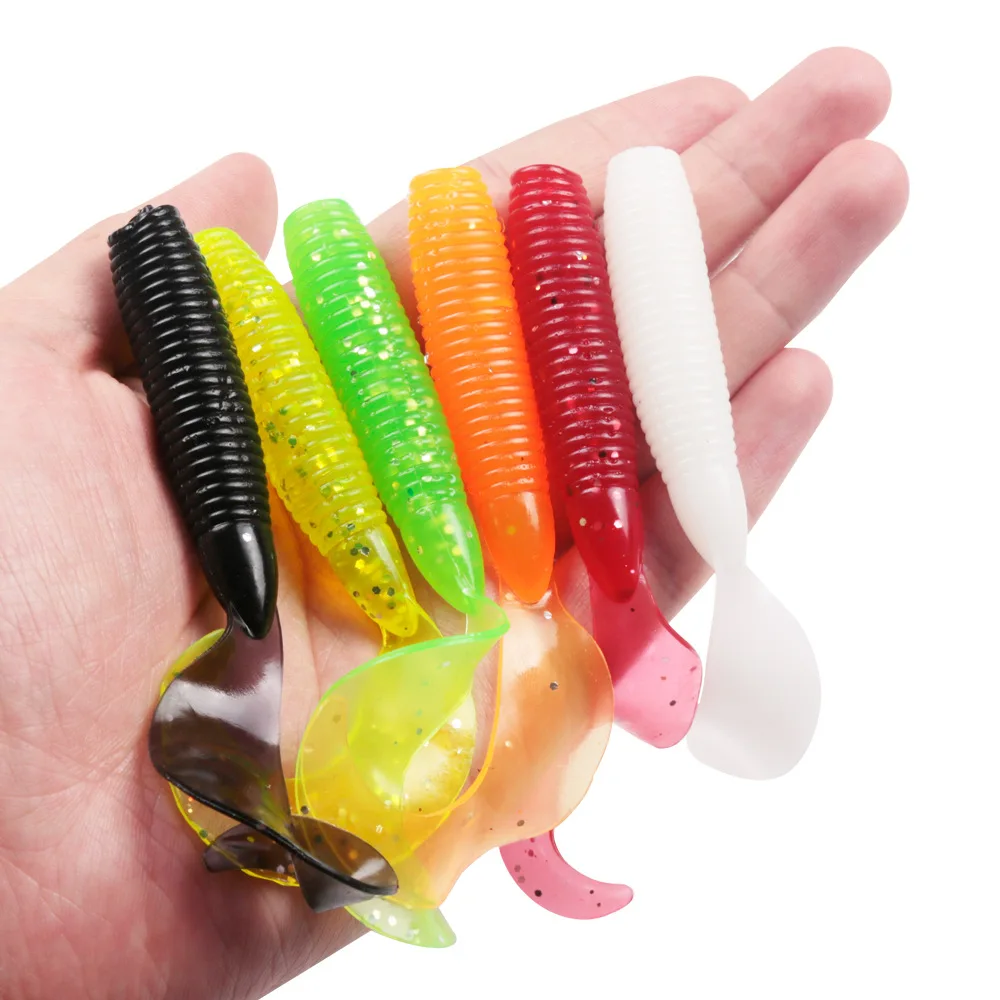 

1pcs 10cm 7.5g Flexible Soft Grub Fishing Lure With Long Tail Artificial Grub Soft Bait Worm 6 Colors Fishing Baits Accessories