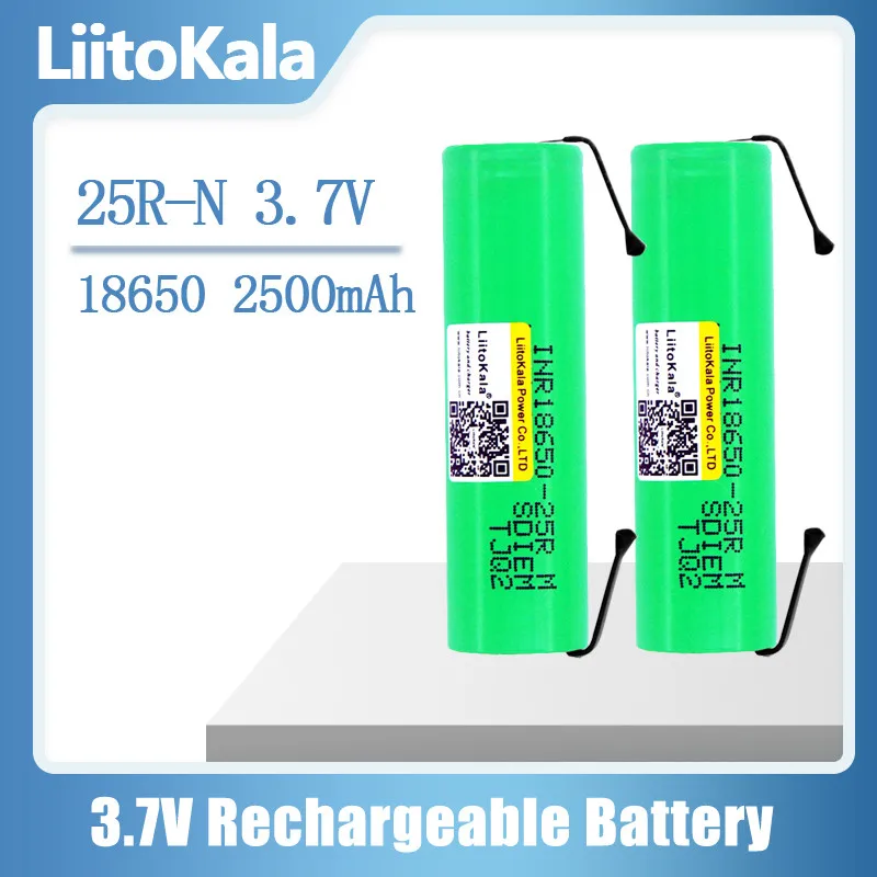 Liitokala 18650 2500Mah Batteria Batteria Ricaricabile Inr18650 25R M 20A Batteria Agli Ioni Di Litio A Scarica Batteria A Celle 15A + Nichel Fai Da T