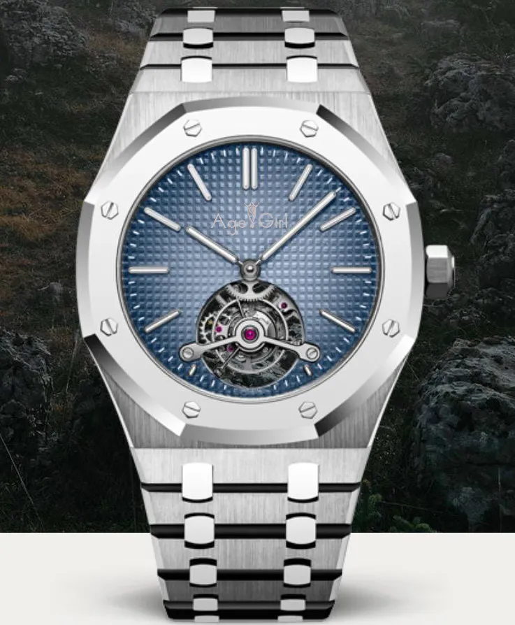 

Luxury Brand New Men Automatic Mechanical Tourbillon Sapphire Silver Rose Gold Luminous Blue Black Watches Transparent AAA+