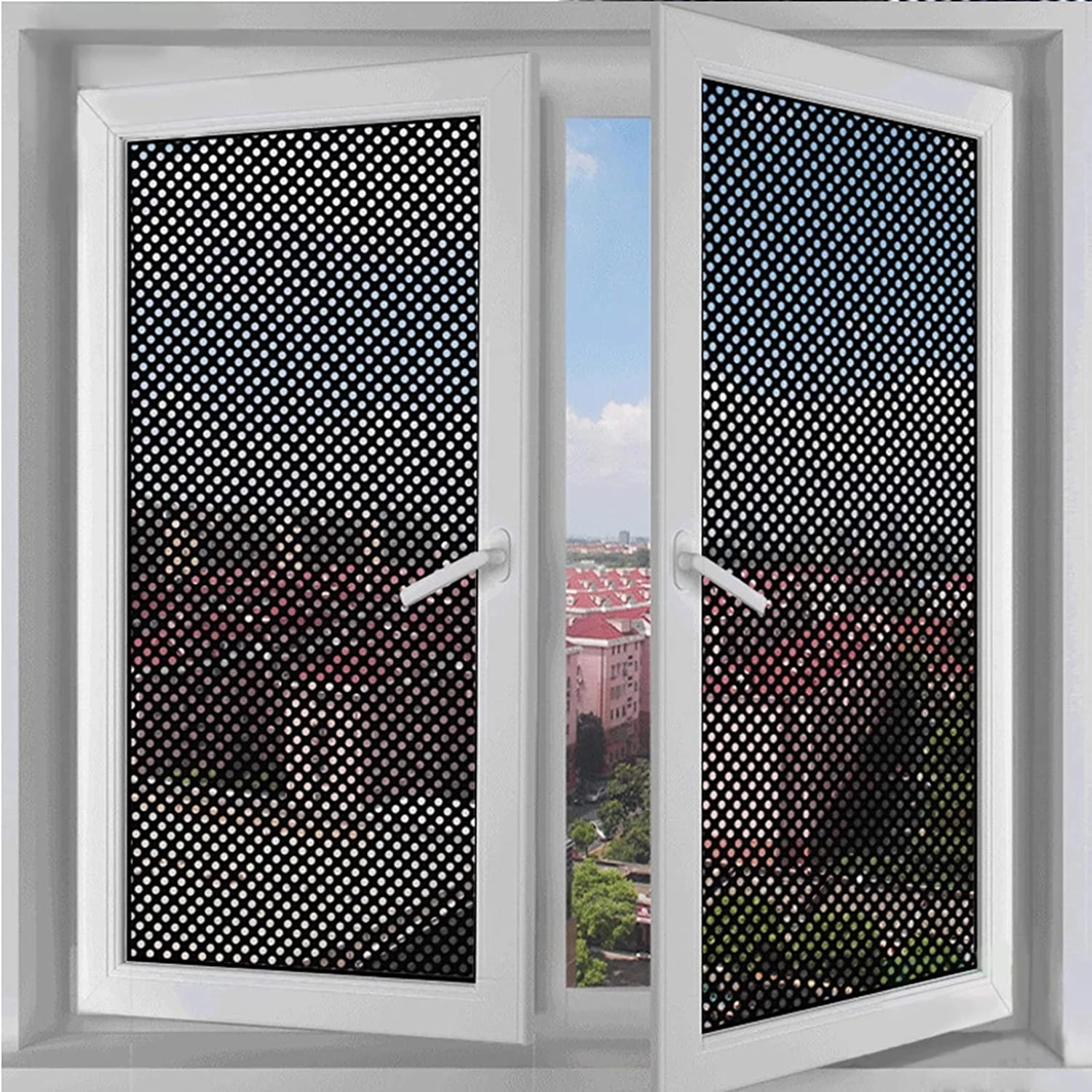 Self-adhesive Mesh Window Film Privacy Room Darkening Window Glass Sticker Anti-uv Dotted Cling For Home Office car sun shade