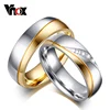 Vnox Rings For Women Man Wedding Ring Gold Color 316L Stainless Steel Promise Couple Jewelry ► Photo 1/6