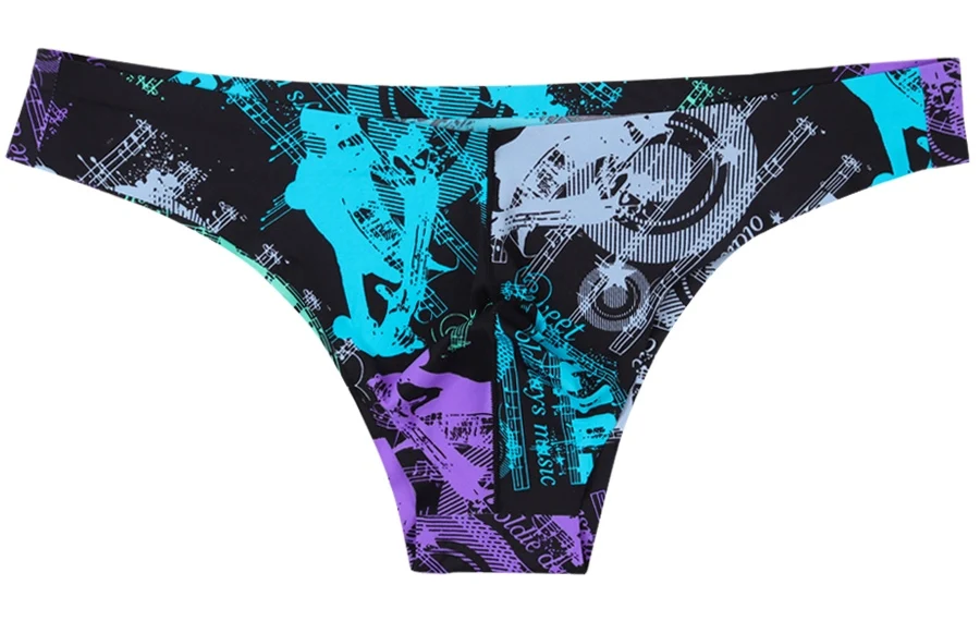 Description Picture 6 of itemMen Sexy Style Smooth Soft Printed Underwear Men's Thin Underpants Man Low Waist Bikini Ice Silk Briefs Seamless Underwear 817