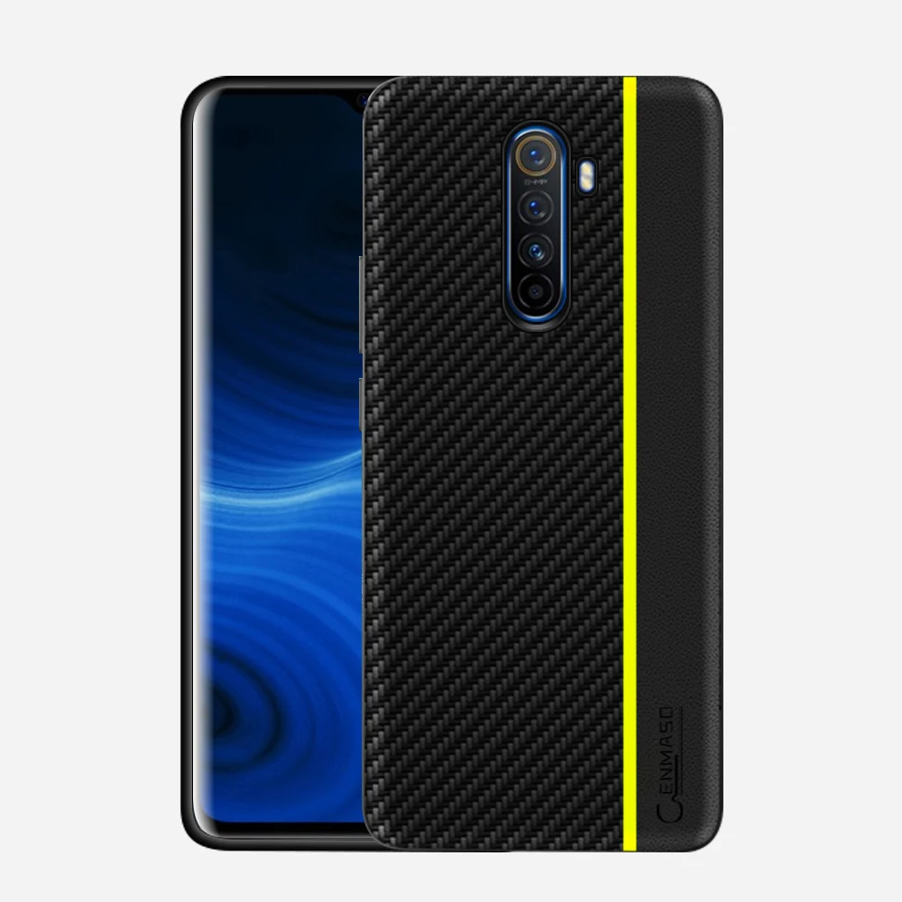 Для Realme X2 Pro чехол Оригинальное углеродное волокно из искусственной кожи полная Защита задняя крышка для OPPO Reno Ace для Realme X2 Pro Чехол - Цвет: Цвет: желтый