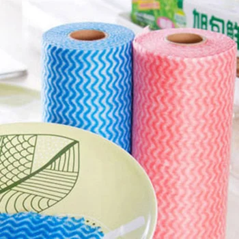 

50pcs/roll Non-woven Fabric Kitchen Cleaning Cloth Multi-functional Disposable Dry/wet Dish Wash Towel Dishcloth Cleaning Cloth