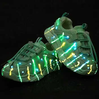 

Fashion Children Sneakers Luminous Stripes Shoes 2020 New Running Shoes Kids Sports Shoes Girls Boys Soft Outsole Shoes D07081