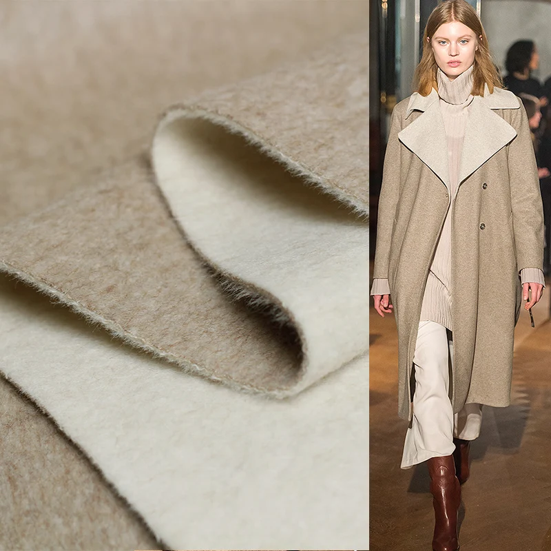 

The Cloth Light Coffee Double-side 100%Australian Wool Fabrics Materials Textile Winter Women Overcoat Sewing Cloth Freeshipping